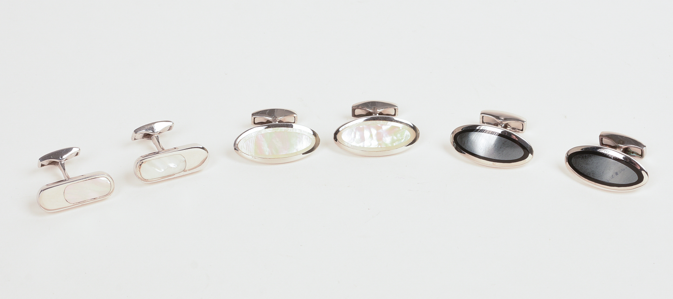 THREE PAIRS OF TATEOSSIAN STERLING CUFFLINKS.