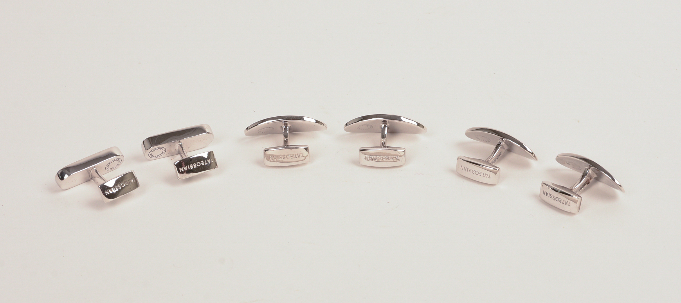 THREE PAIRS OF TATEOSSIAN STERLING CUFFLINKS.