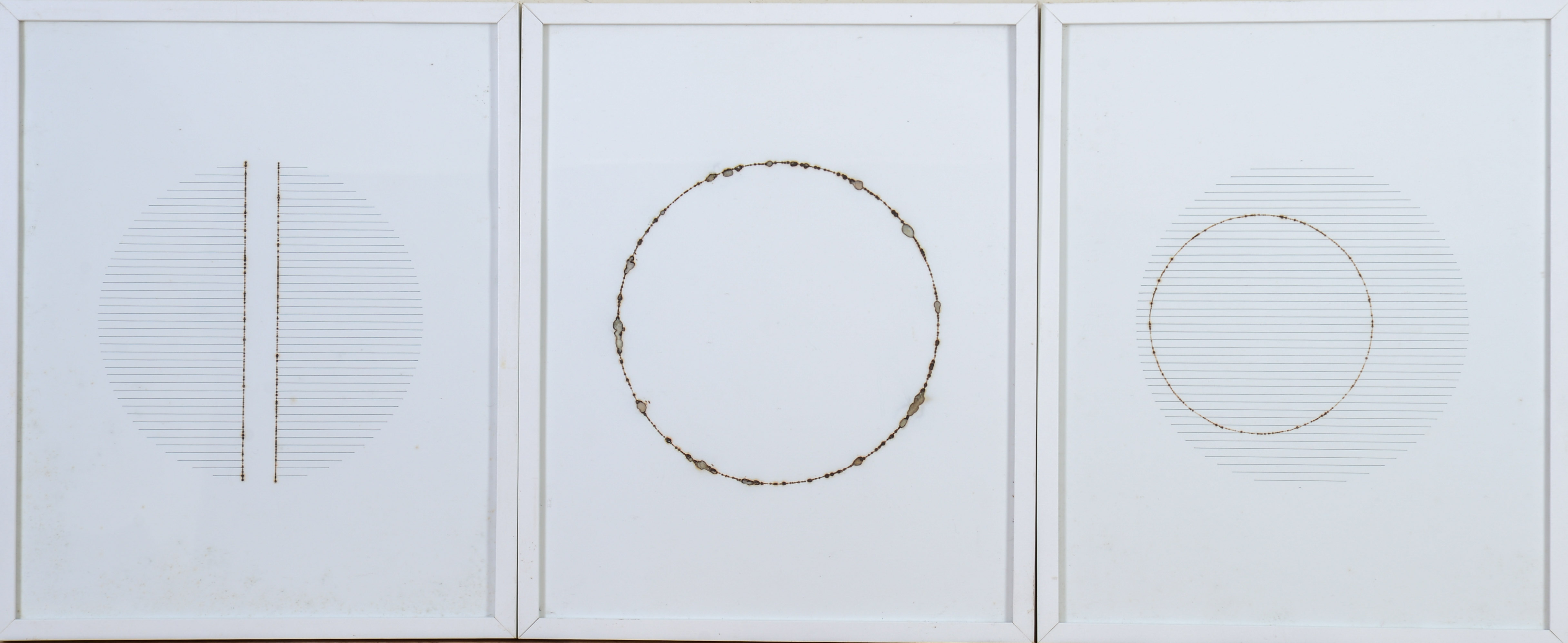 THREE DANIELLE LAPOINTE MINIMALIST DRAWINGS.