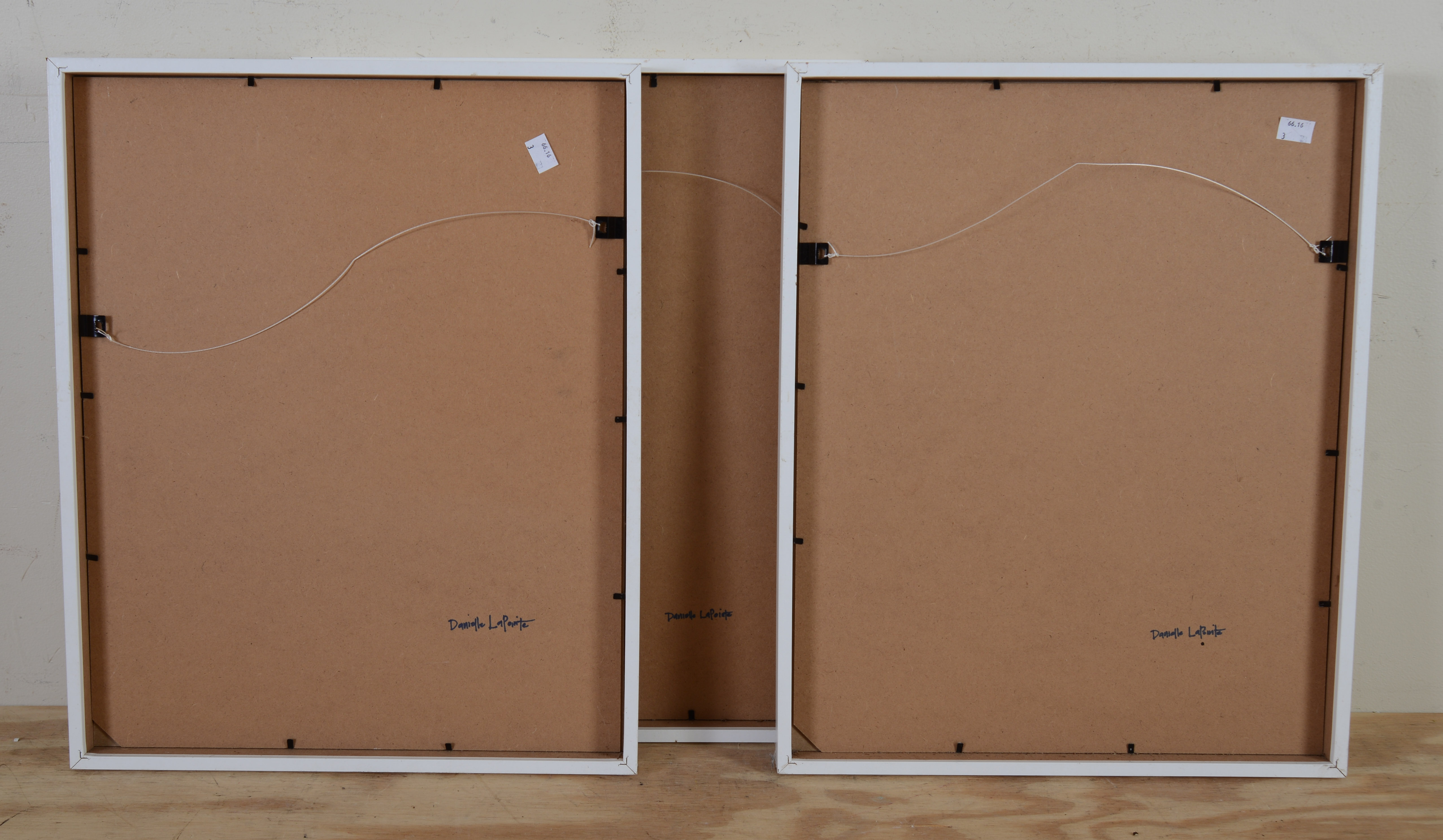 THREE DANIELLE LAPOINTE MINIMALIST DRAWINGS.