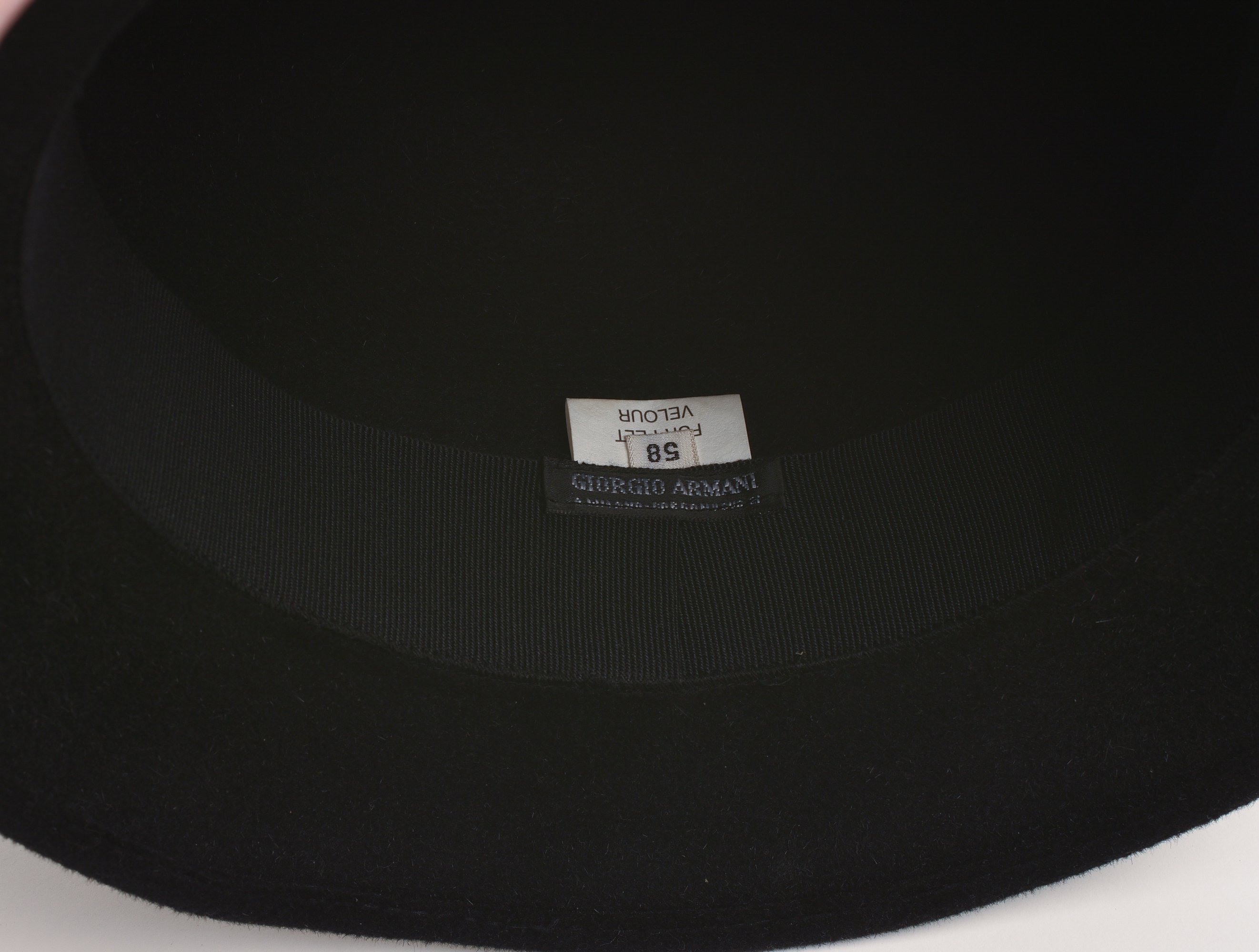 GIORGIO ARMANI VELOUR HAT, SIZE 58.