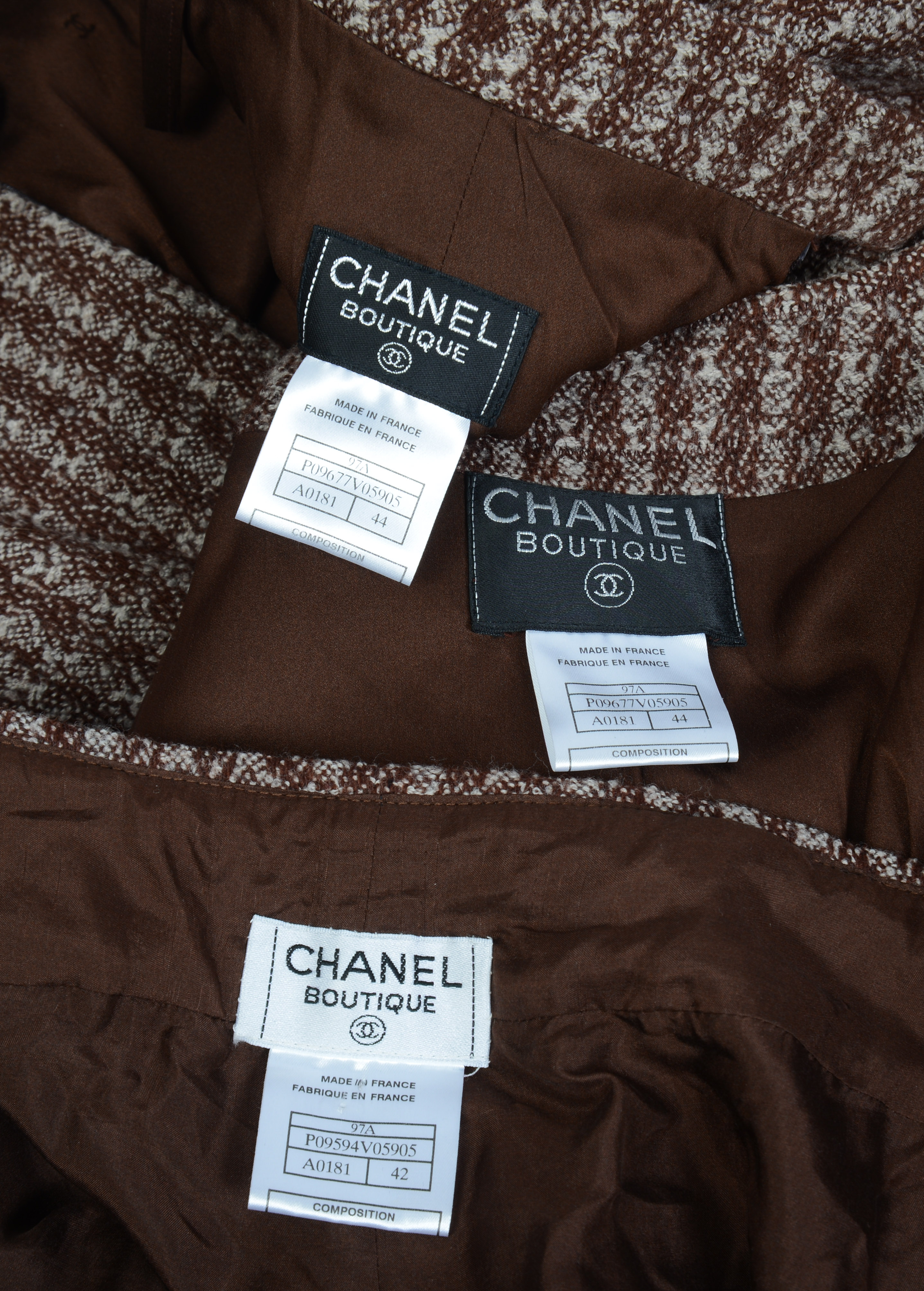 CHANEL BOUTIQUE PANT / SKIRT SUIT, SIZE 44.