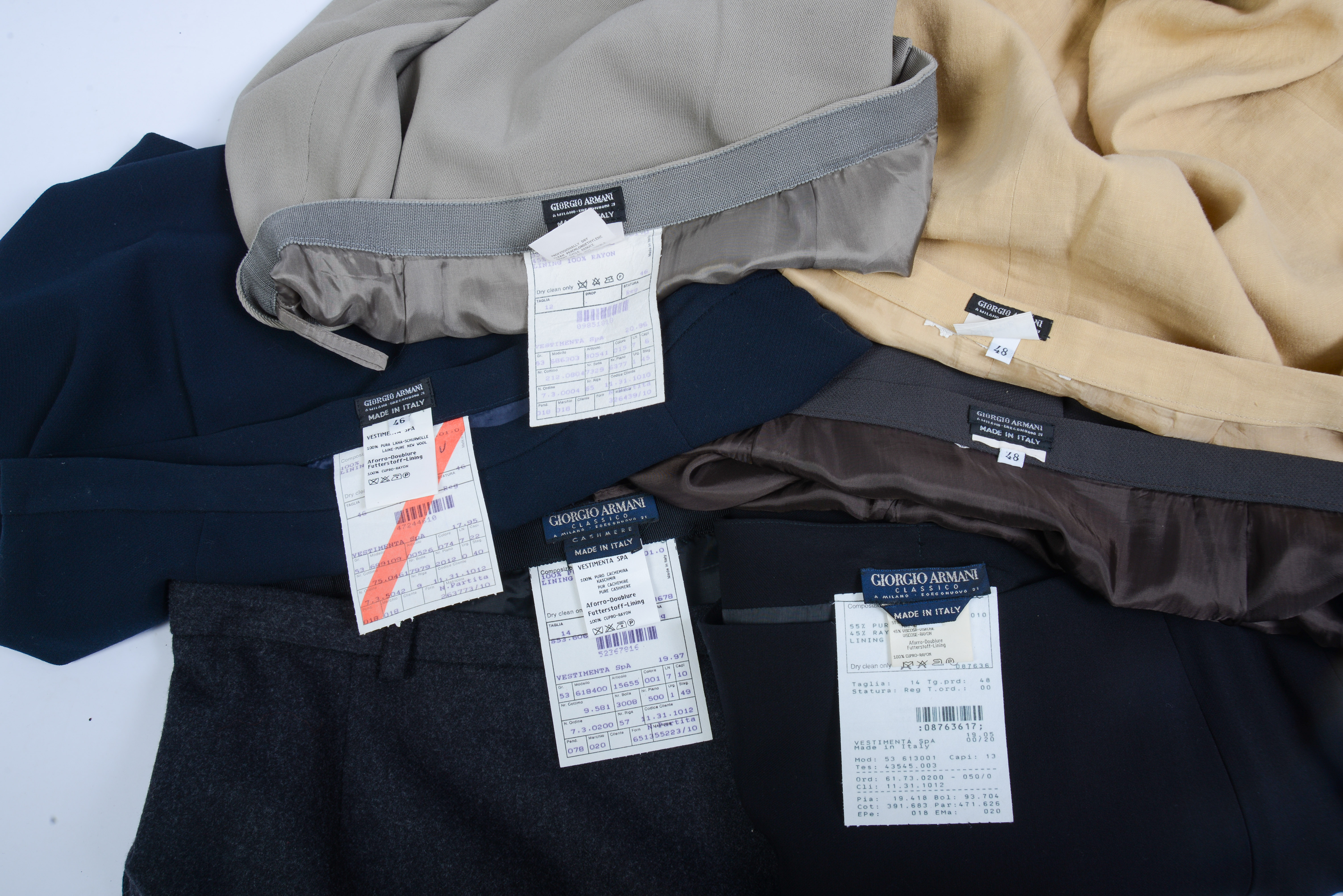 SIX GIORGIO ARMANI SKIRTS, SIZES 46 AND 48.
