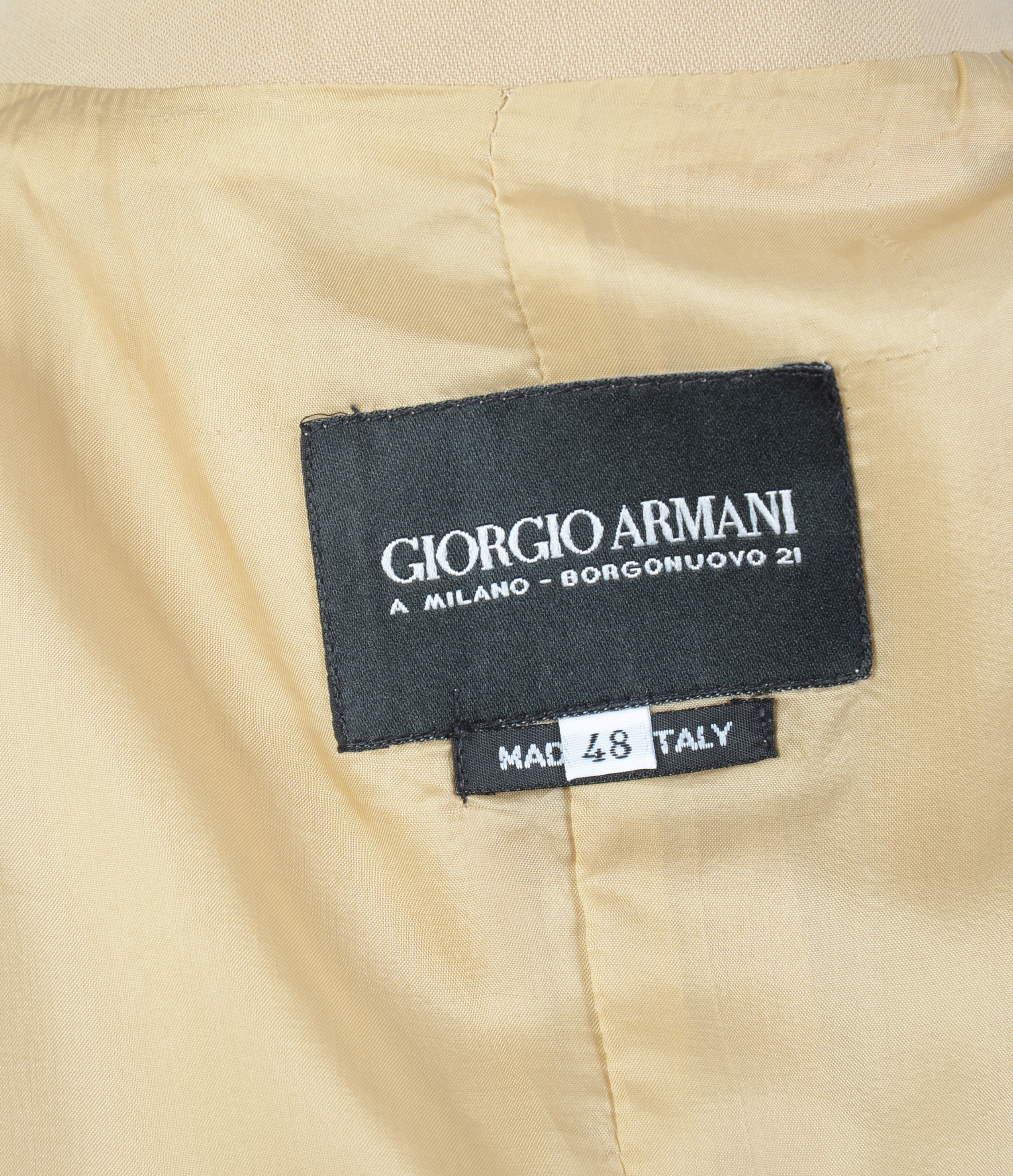 GIORGIO ARMANI TAN BLAZER, SIZE 48