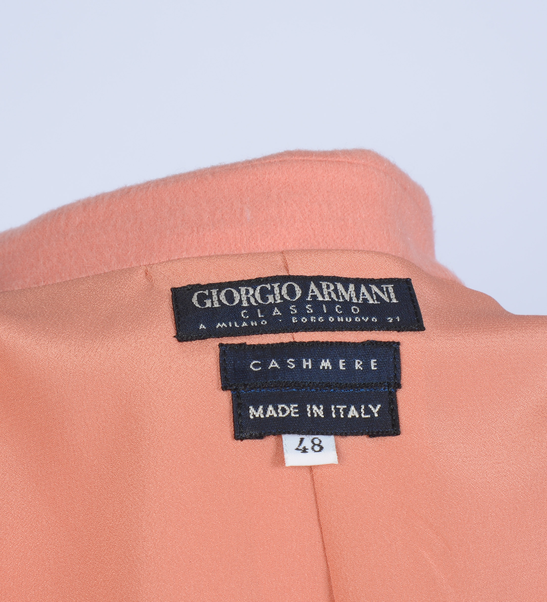 GIORGIO ARMANI BLAZER IN PEACH, SIZE 48.