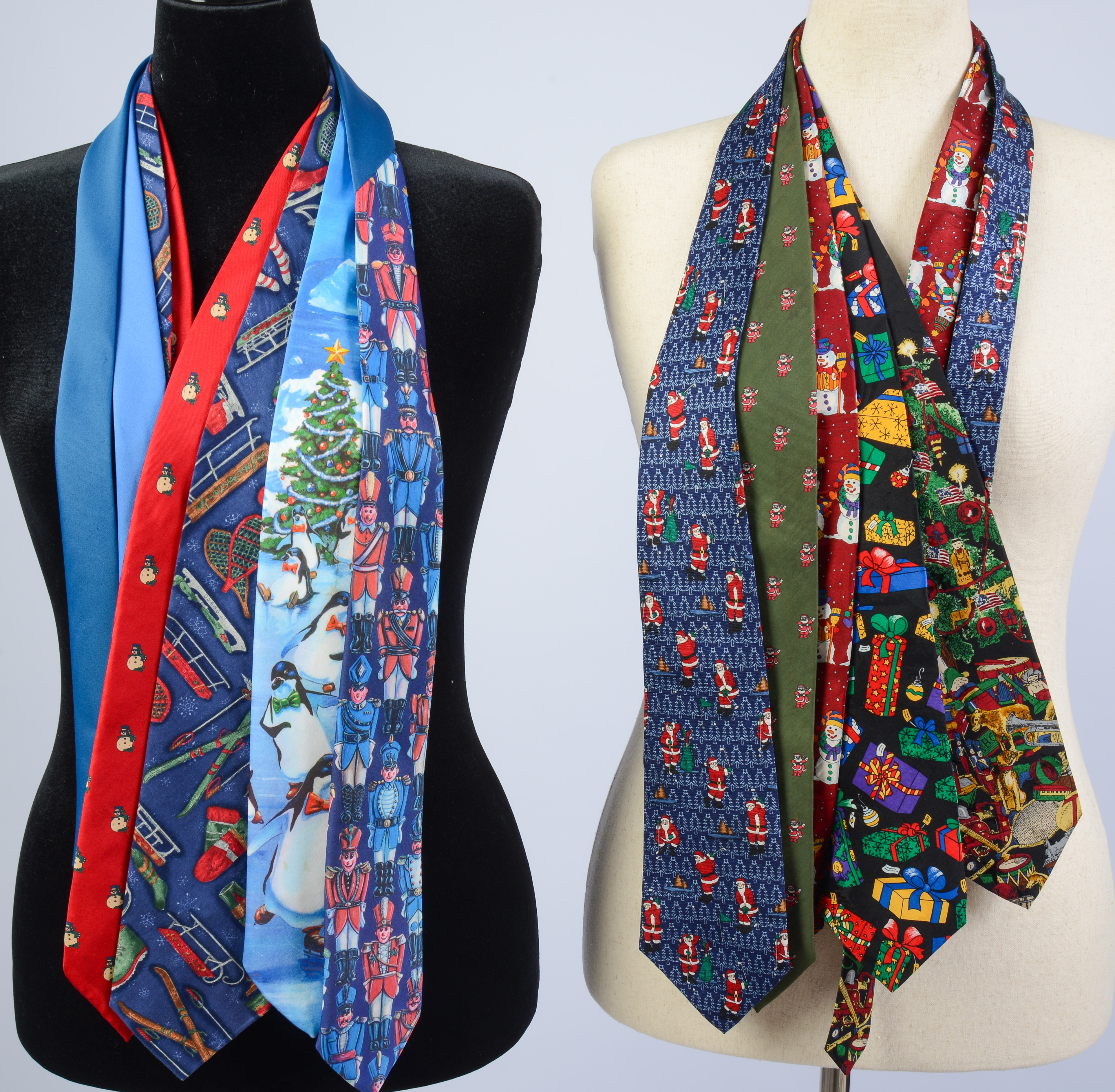 TEN CHRISTMAS THEMED TIES.