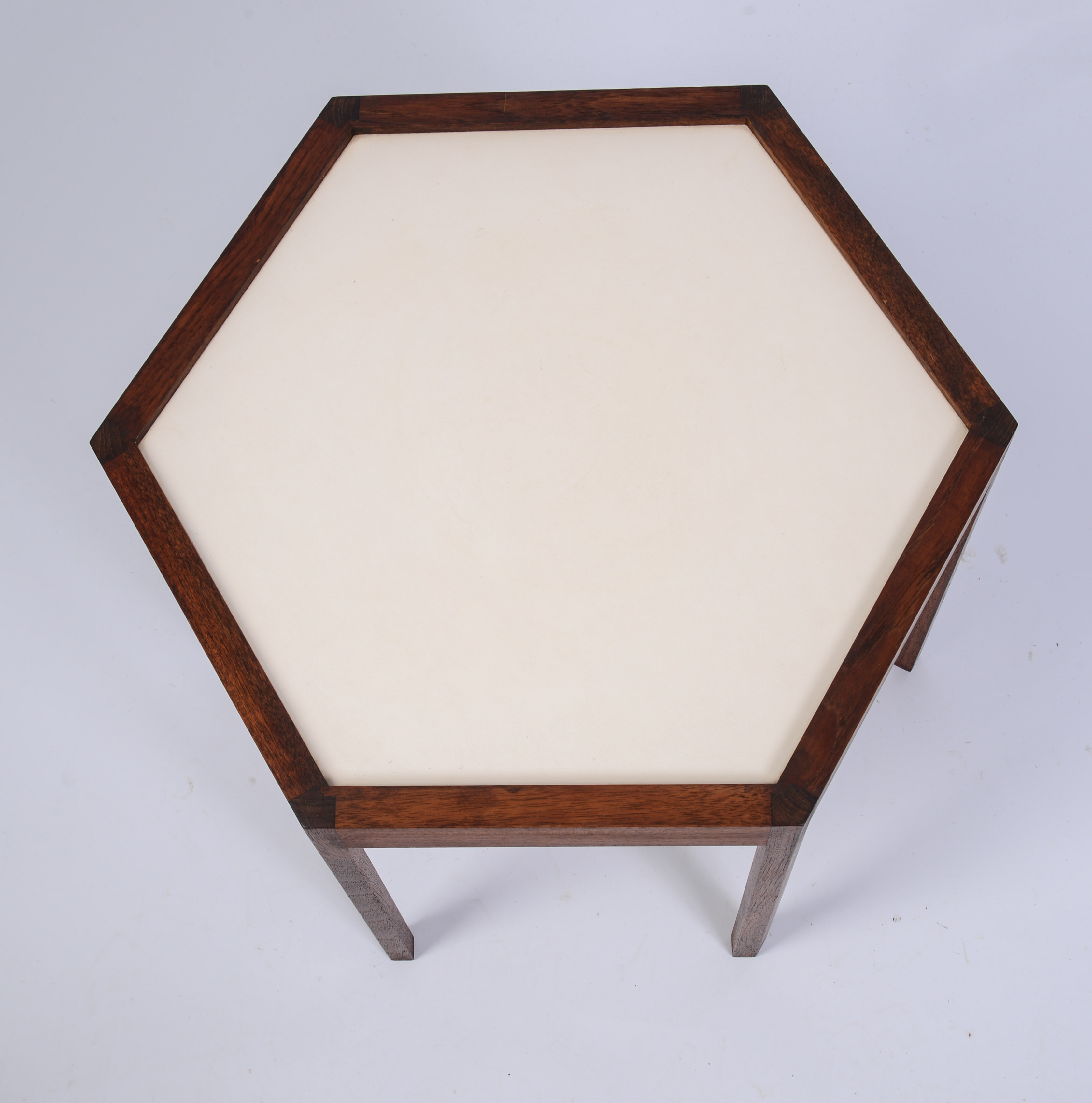 HANS ANDERSON TEAK HEXAGONAL SIDE TABLE.