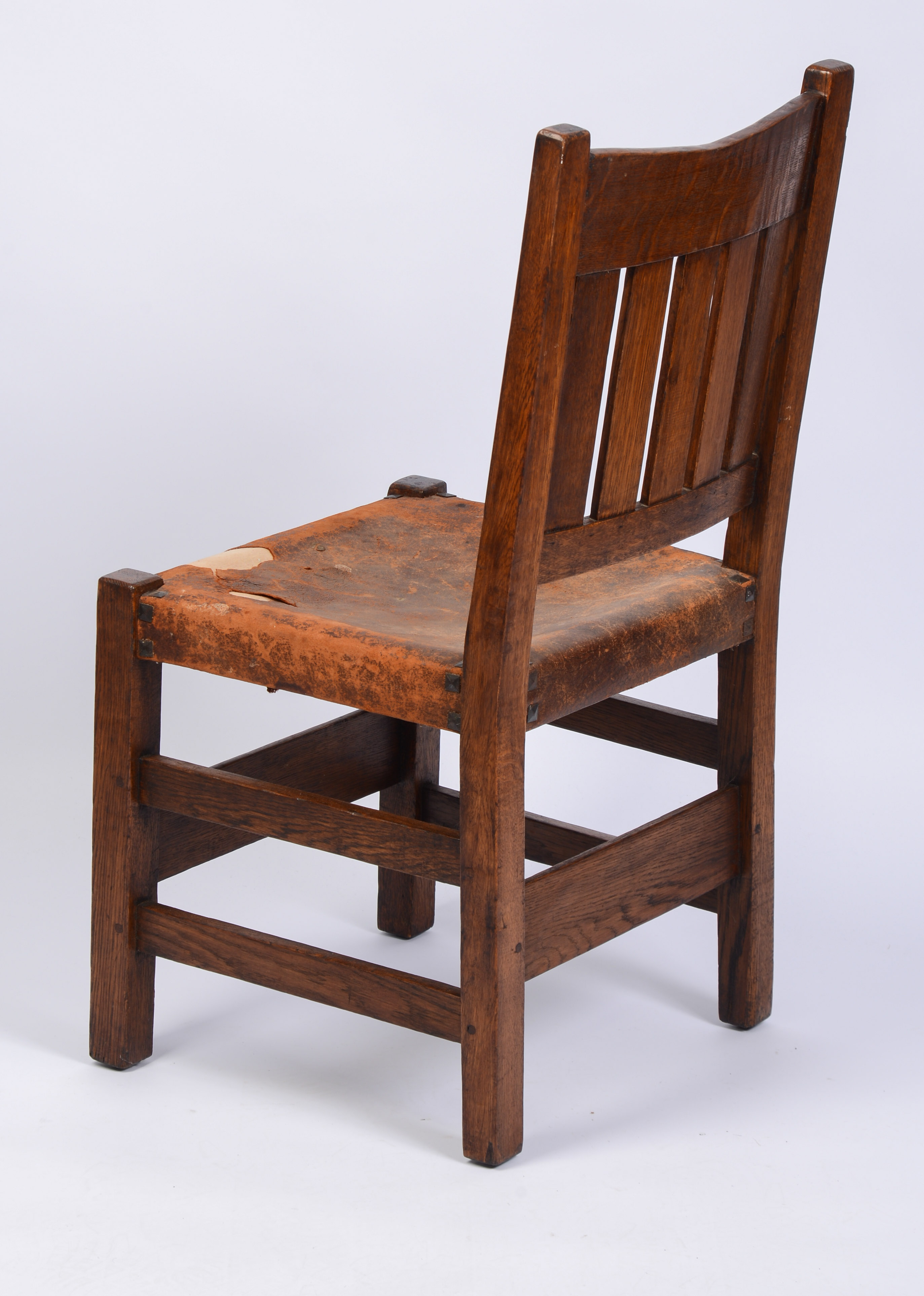 GUSTAV STICKLEY V-BACK SIDE CHAIR.