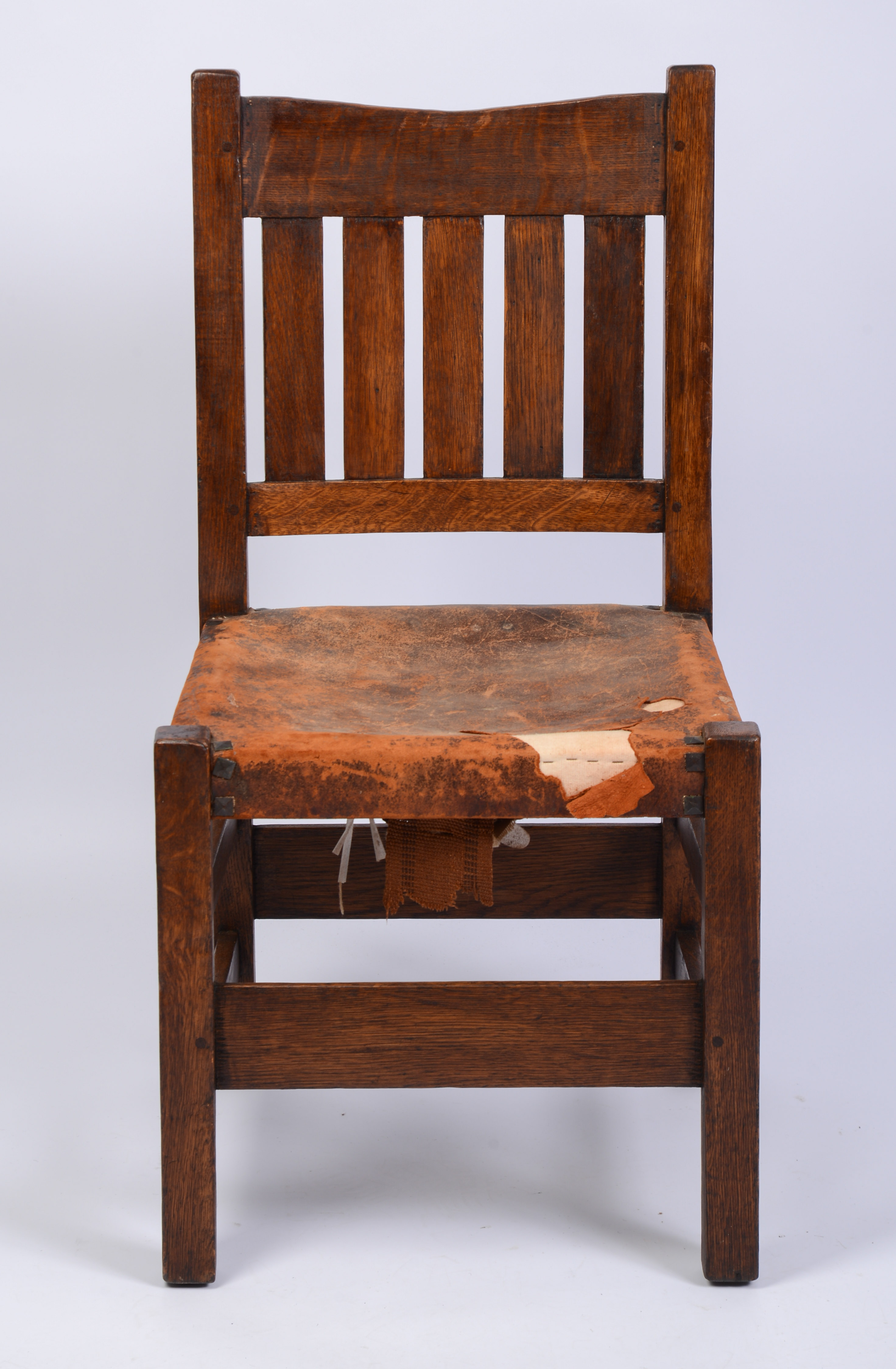 GUSTAV STICKLEY V-BACK SIDE CHAIR.