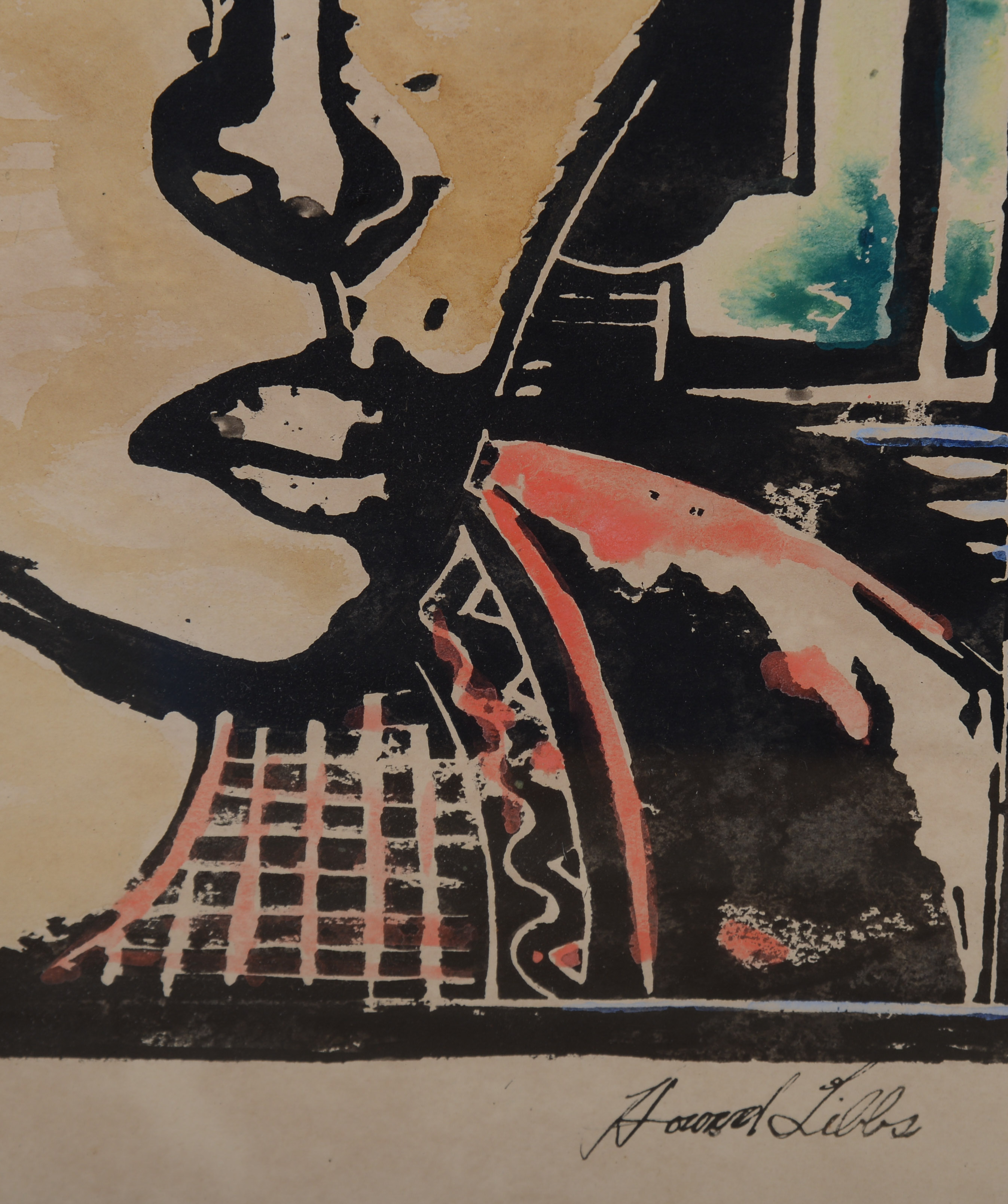 HAND COLORED WOODCUT