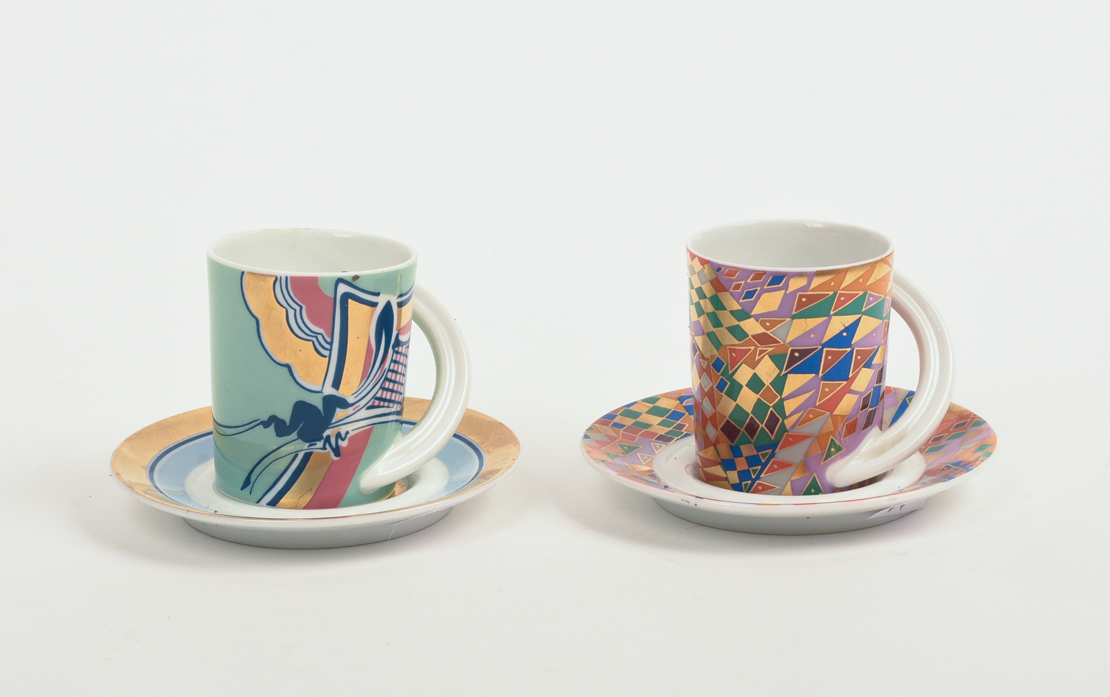 TWO ROSENTHAL ESPRESSO CUPS AND SAUCERS.
