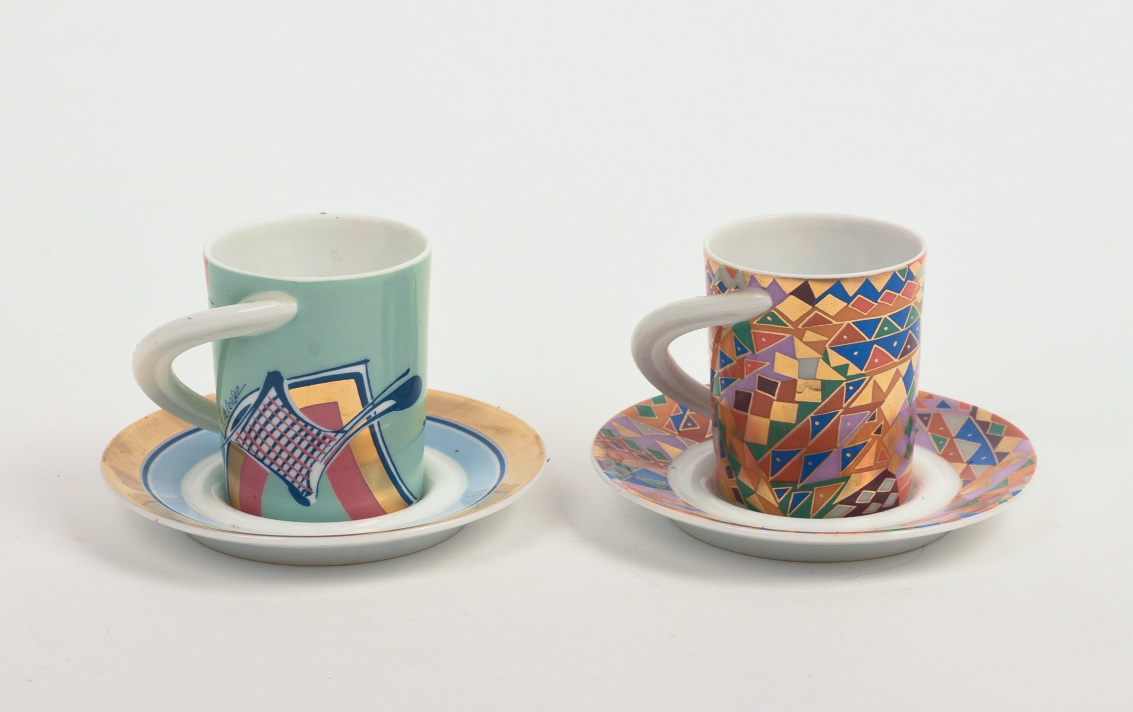 TWO ROSENTHAL ESPRESSO CUPS AND SAUCERS.