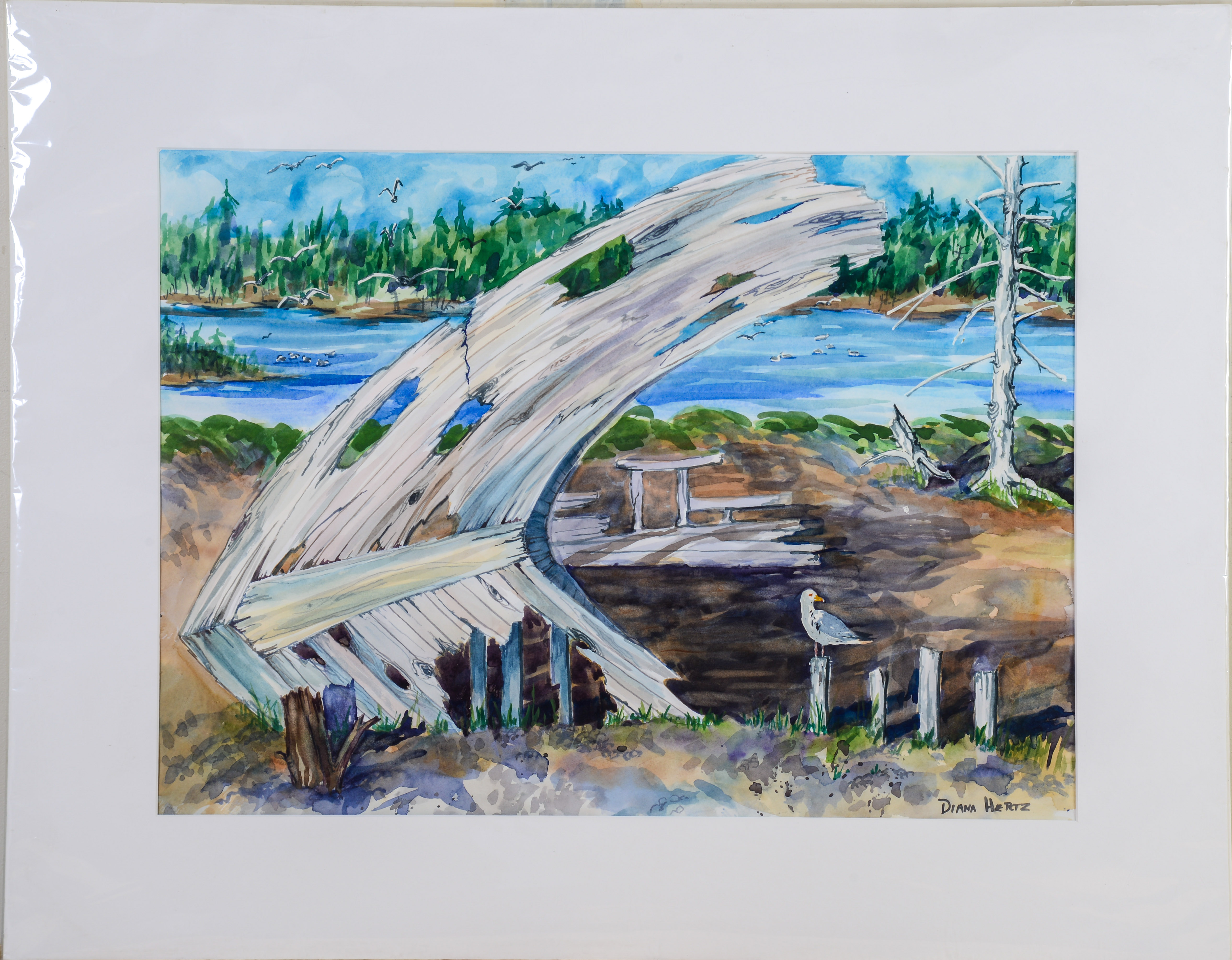 DIANA HERTZ. MAINE WATERFRONT SCENE.