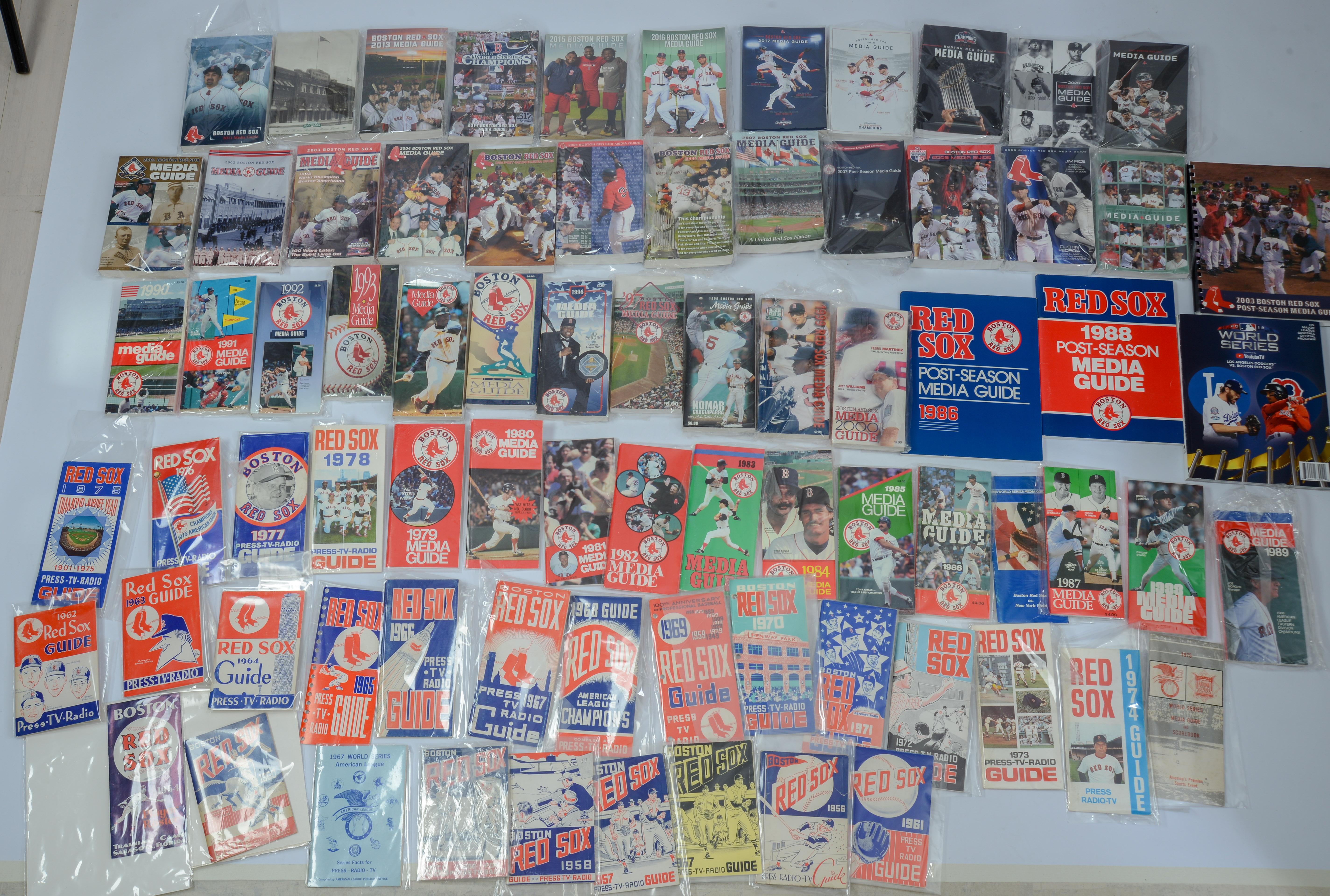 BOSTON RED SOX PRESS GUIDES, 1954-2021.