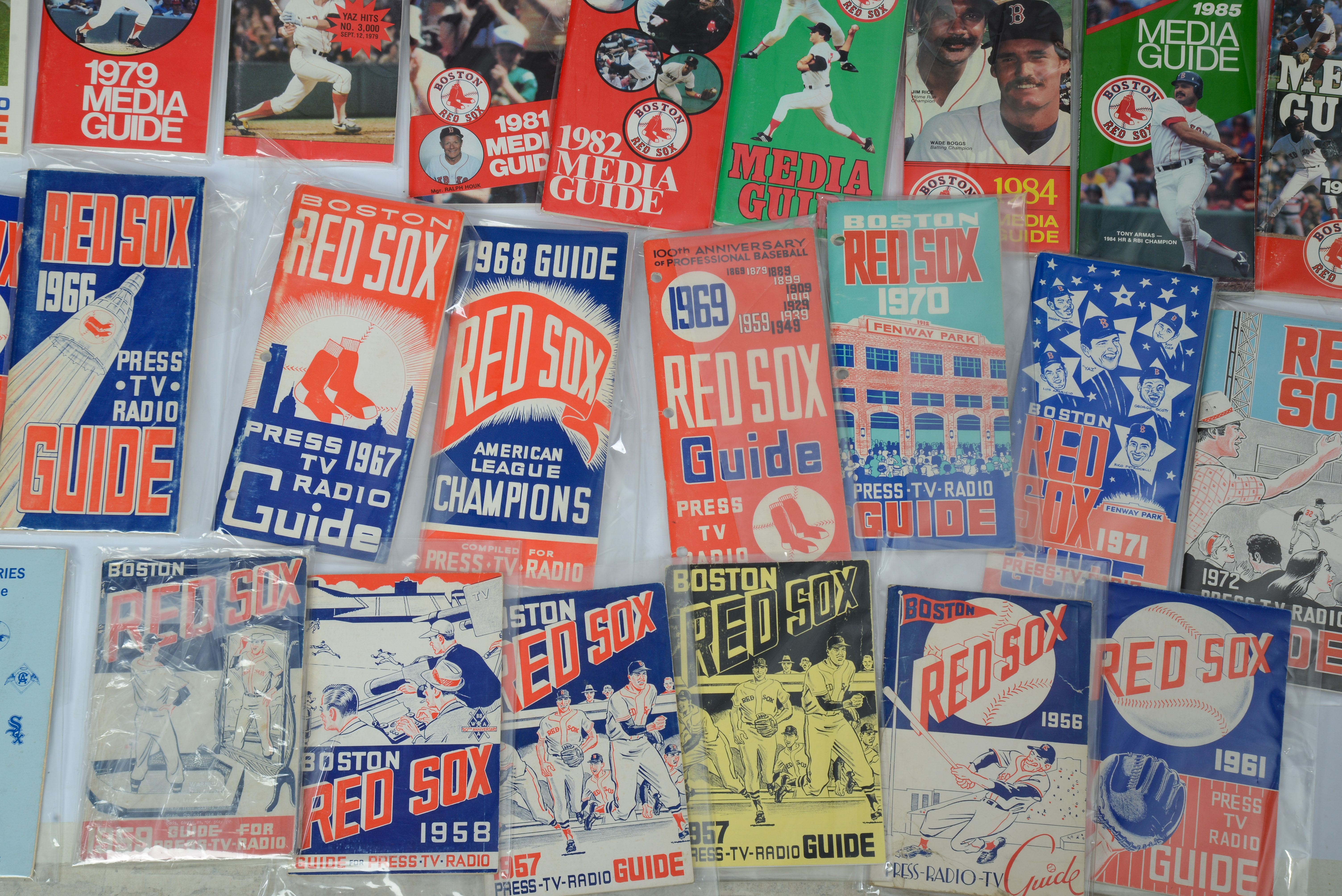 BOSTON RED SOX PRESS GUIDES, 1954-2021.