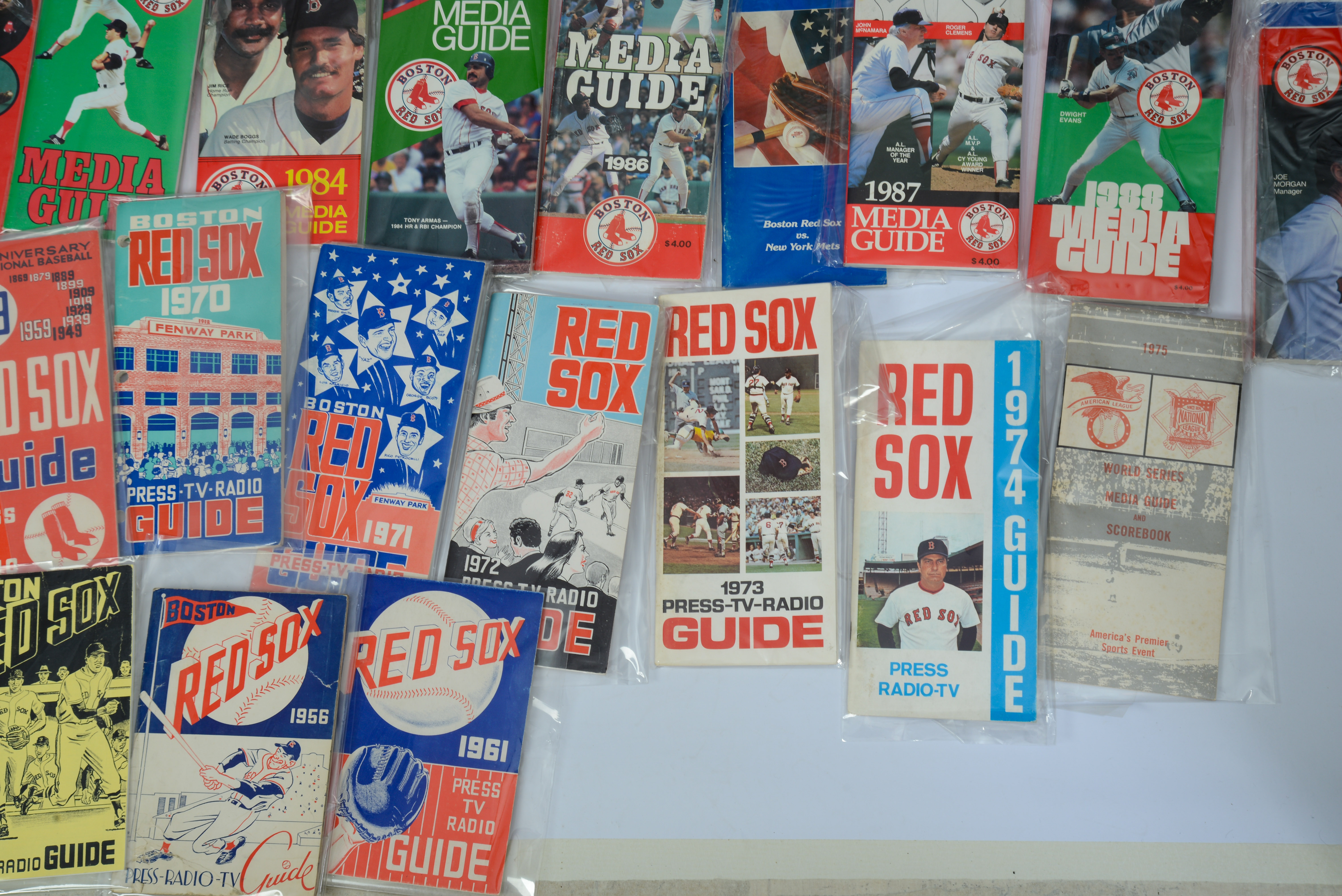 BOSTON RED SOX PRESS GUIDES, 1954-2021.
