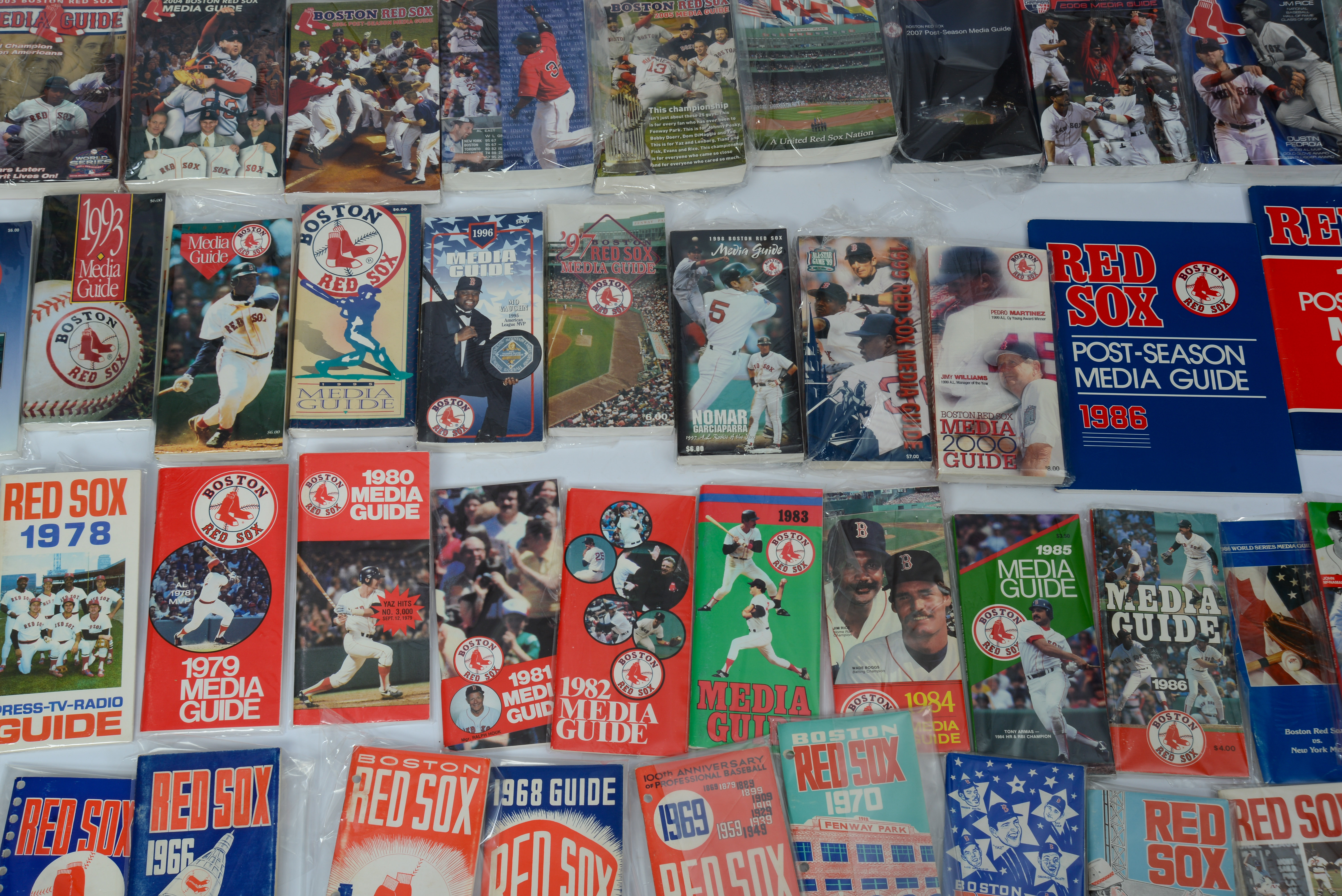 BOSTON RED SOX PRESS GUIDES, 1954-2021.
