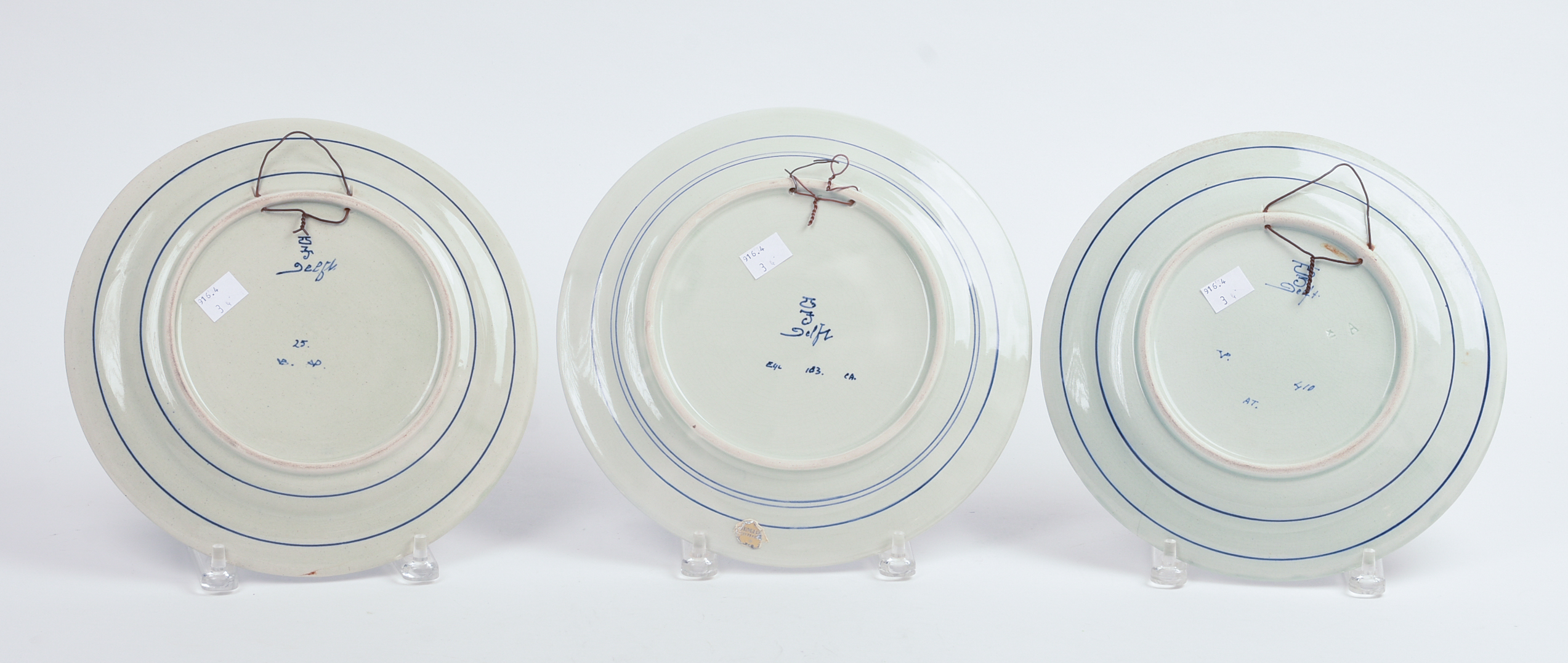 THREE DUTCH DELFT CHRISTMAS PLATES.