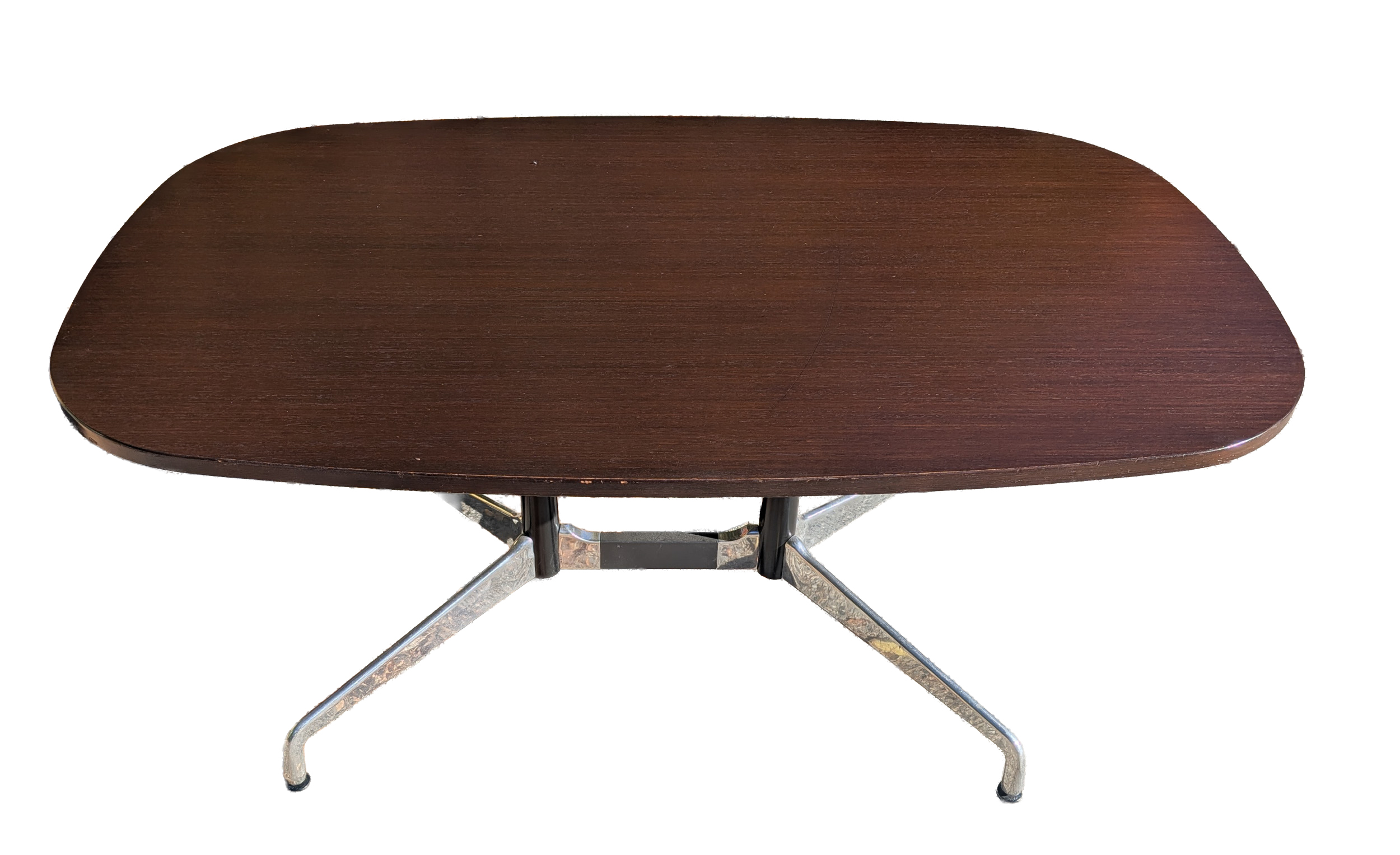 CHARLES EAMES FOR HERMAN MILLER DINING TABLE WITH METAL BASE.