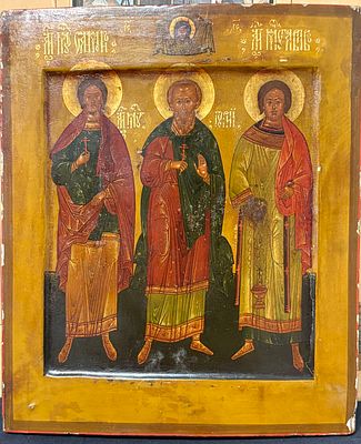 Icône « Les saints choisis » (saint Samon, saint Gouriy, saint Mougaviv)Russie, XIXe