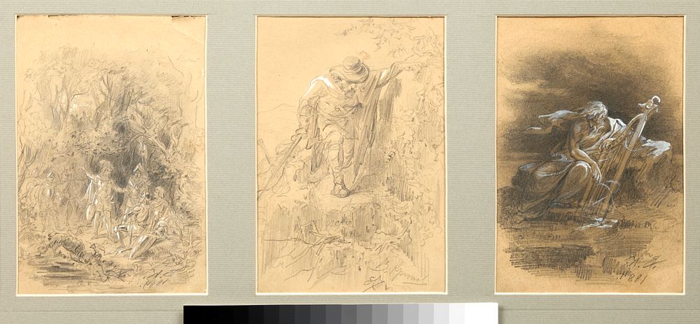 KRUKOV Valerian (1838-1916)
LOT de six dessin, années 1880
Crayon sur papier
Signés 