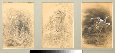 KRUKOV Valerian (1838-1916)LOT de six dessin, années 1880Crayon sur papierSignés, monogrammés