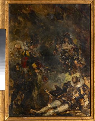 LUSKINA Wlodziemierz (1849-1894)Scène de théâtre, 1884Huile sur toileSigné en bas à gauche40 x