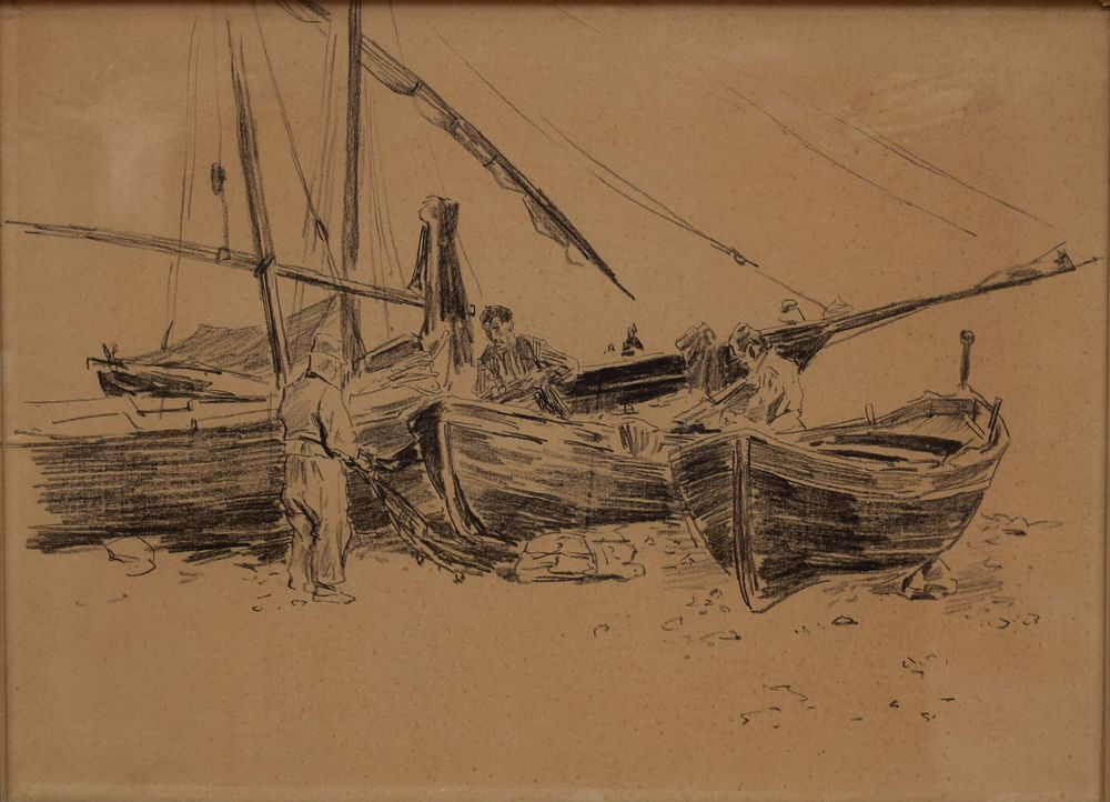 URLAUB von, Georg (1844-1914)
Pécheurs 
Crayon sur papier
20 x 27 cm
ВОН УРЛОБ Георгий 