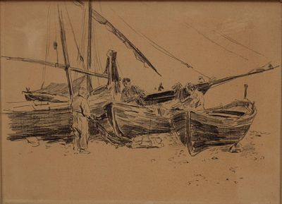 URLAUB von, Georg (1844-1914)Pécheurs Crayon sur papier20 x 27 cmВОН УРЛОБ Георгий