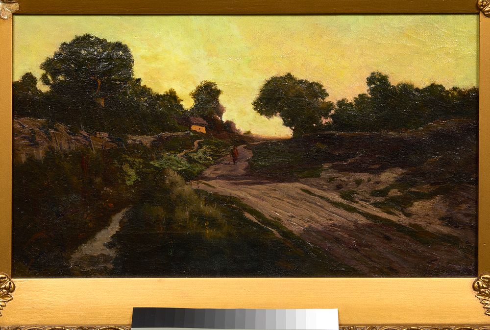 LEVCHENKO Petr (1856-1917)
Paysage de soir
Huile sur toile
Signé en bas à droite
29 x 49 cm 