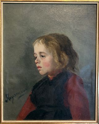 JAKUNCIKOVA Maria (1870-1902)Portrait d’une filleHuile sur toile (monté sur isorel)Signé en bas