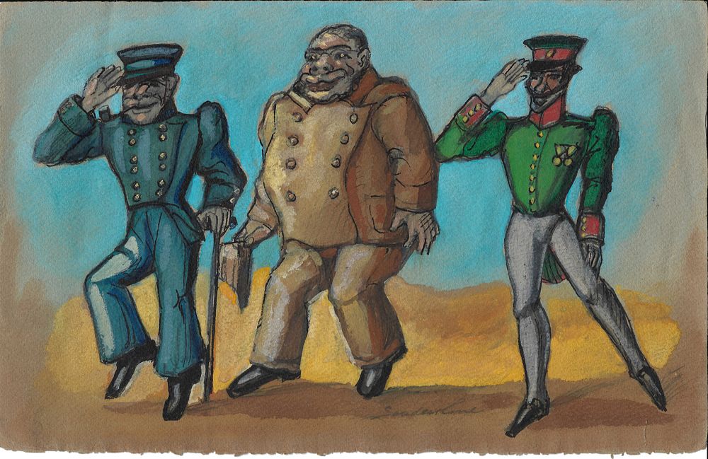 SOUDEKIN Sergei (1883-1946)
Trois personnages 
Probablement un projet pour la pièce « Les Ames 