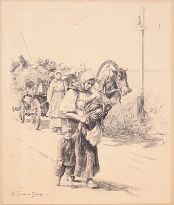 SAMOKISH-SUDKOVSKAYA Elena (1863-1924)Famille russeDessin à la plume sur papierSigné en bas à 