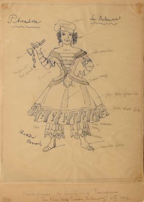 BENOIS Alexandre (1870-1960)La Ballerine. Copie du projet de costume pour « Petrouchka »Stylo 
