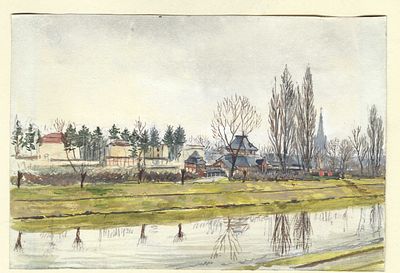 SEREBRIAKOFF Ekaterina (1913-2014), attribué àPaysage au bord d’une rivièreAquarelle sur 