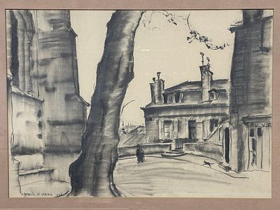 BENOIS DI STETTO Alexandre (1896-1979)Vue de la place de la cathédrale Saint Pierre à Genève 