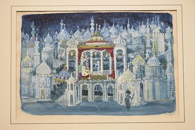 ECOLE RUSSE, XXe siècleProjet de scène, 1953Aquarelle sur papierSigné (mal lisible) et daté « 