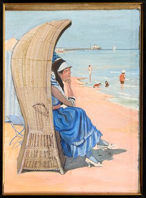VLADIMIRSKY Boris (1878-1950)Scène à la plageGouache sur cartonSigné en bas à droit26 x 19 