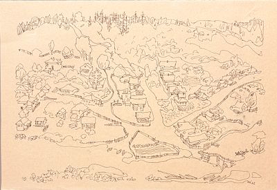 ZEITLIN Naum (1909-1997)Vue de village, 1962Encre sur papier Monogrammé et daté « 62 » en bas à 