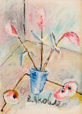 YAKOVLEV Vladimir (1934-1998)Fleurs dans un vaseHuile sur papierSigné en bas au centre49 х 36 