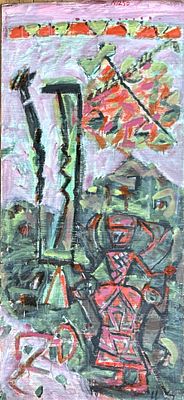 VOROBIEV Valentin (1938-)Abstraction avec un personnage, 1988Technique mixte sur papierSigné en 