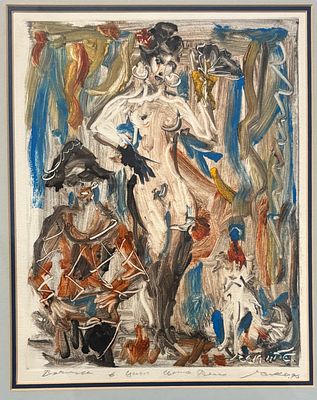 CHEPIK Sergei (1953-2011)Baladins, 1996Huile sur papier (monotype)Annoté et signé au crayon en 