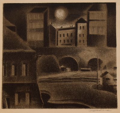 SHEINES Boris (1935- ?)Deux vues de villeLithographieSigné en bas droit37,5 х 36,5 cm ; 55 х 45 