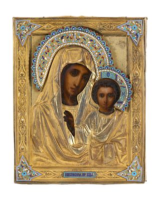 IC&Ocirc;NE &laquo; VIERGE DE KAZAN &raquo; par P. OVTCHINNIKOV
Russie, Moscou, 1889
Tempera sur bois. Oklad en 