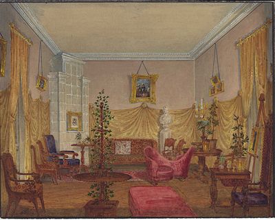 ECOLE RUSSIE, XIXe si&egrave;cle
Vue du salon dans la maison d'Elisabeth Khitrovo (princesse 