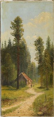 KLIMOV N. (XIXe si&egrave;cle)
Maison en for&ecirc;t
Huile sur toile
Sign&eacute; en bas &agrave; gauche
57,5 x 27 cm 