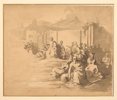 SCOTTI Michail (1814-1861)
Sc&egrave;ne antique
Encre et aquarelle sur papier
Sign&eacute; en bas &agrave; droite et 