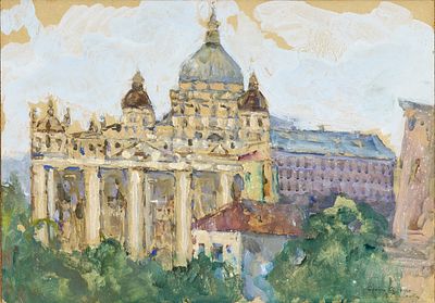 SURIKOV Vasilii (1848-1916)
Cath&eacute;drale Saint-Pierre de Rome, esquisse
Aquarelle et gouache sur 
