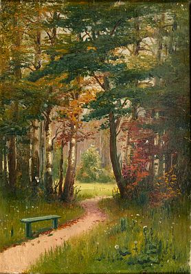 VORONKOV Vassili (1859- ?)
Paysage de for&ecirc;t
Huile sur toile
Sign&eacute; en bas &agrave; droit
31 x 22 cm 