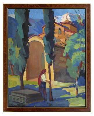 GRIGORIEV Nicolas (1890-1943)
&Eacute;glise grecque dans le Caucase, 1919
Gouache sur carton
Sign&eacute; en 